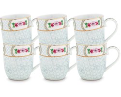 Pip Studio Blushing Birds Mokken - Koffiekopjes met Oor - Koffiemok - Servies set van 6 - 200ml