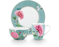 Pip Studio - Blushing Birds - Set van 3 - Ontbijtset - Blauw - Porselein