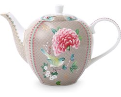 Pip Studio Blushing Birds Theepot - Porselein - Khaki - 1.6l