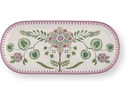 Pip Studio Cake Tray Lily&Lotus Off White 33.3x15.5cm - Cakeschaal Lily & Lotus Lila 33 x 15 cm - serveerschaal - wit - lila