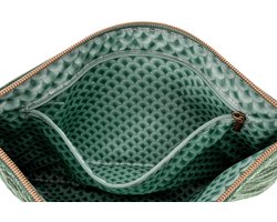 Pip Studio - Charly - Quiltey Days - Make-up Tas - Groen - Fluweel / Polyester - 30x1x22cm