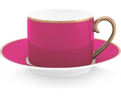 Pip Studio Chique gold roze kop & schotel - porselein - roze kopje - gouden randjes