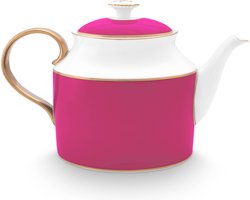 Pip Studio Chique roze theepot 1800ml - porselein - gouden randjes - ovaal