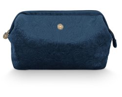 Pip Studio - Cooper - Quiltey Days - Make-up Tas - Toilettas - Blauw - Fluweel / Polyester - Beauty Case - Dames - 30x13,8x20,7cm