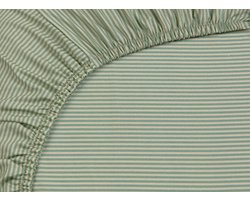 Pip Studio Duo Stripe - Hoeslaken - 100 x 200 cm - Hoekhoogte: 25 cm - Khaki