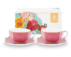 Pip Studio-Espresso Kop & schotel-Royal Pink-Set van 2-125ml-porselein