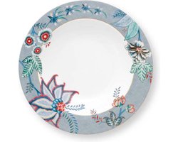 Pip Studio Flower Festival - diepbord (1) - 21,5cm - lichtblauw - bloemen - soepbord - pastabord