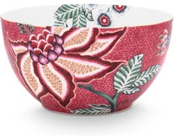 Pip Studio Flower Festival Ontbijtkom - Donker Roze - Porselein - 15cm