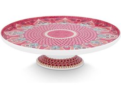 Pip Studio Flower Festival Scallop Taartplateau - Servies - Mini Taartschaal - Donkerroze - 21cm