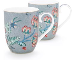 Pip Studio - Flower festival - Set van 2 mokken - lichtblauw - 145ml
