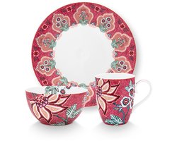 Pip Studio - Flower Festival - Set van 3 - Ontbijtset - Multicolor - Porselein