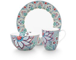 Pip Studio - Flower Festival - Set van 3 - Ontbijtset - Multicolor - Porselein