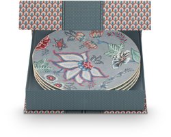 Pip Studio - Flower Festival - Set van 4 - Taartbordjes - Lichtblauw - Porselein - 17cm