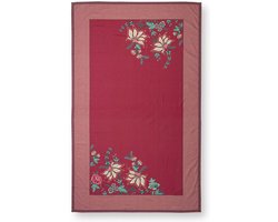 Pip Studio Flower Festival Tafelkleed - Tafellaken - Donkerroze - 150x250cm
