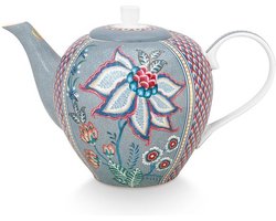 Pip Studio Flower Festival Theepot - Servies - Theekan - Lichtblauw - 1.6l