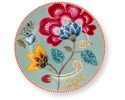 Pip Studio - Gebaksbord Blooming Tales - Blauw met bloemen - Gouden rand