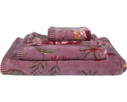 Pip Studio Handdoek Secret Garden Mauve 55x100