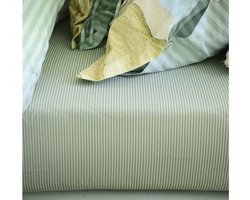 Pip Studio hoeslaken Duo Stripe khaki - 160x200 cm - Hoekhoogte: 25 cm