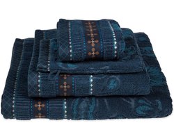 Pip Studio Jasmin Jacquard Gastendoekje - 30x50 cm - Set van 3 - Donker Blauw