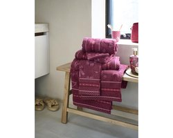 Pip Studio Jasmin Jaquard Handdoek Donkerroze 55 x 100 cm
