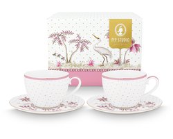 Pip Studio Jolie Dots Gold Kop en schotel set voor 2 - Cadeaudoos