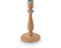 Pip Studio Kaarsenhouders - Decoratie - Kandelaar van Hout - Naturel Blauw - 13x25cm