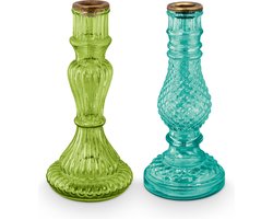 Pip Studio Kaarsenhouders - Set van 2 - Glas - Blauw -  8,5cm