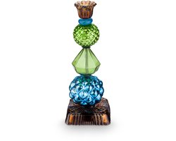 Pip Studio Kandelaar Bead - Kaarsenhouder van Glas - Blauw/ Groen - 23.5cm