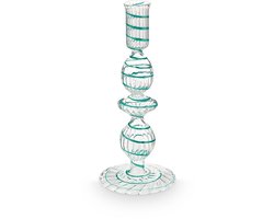 Pip Studio - Kandelaar - Woonaccessoires - Licht Blauwe kaarsenhouder - Glas Swirl - 20cm