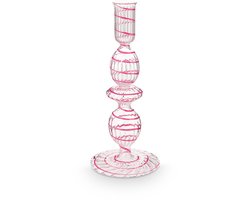 Pip Studio - Kandelaar - Woonaccessoires - Roze kaarsenhouder - Glas Swirl - 20cm