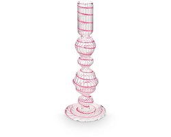 Pip Studio - Kandelaar - Woonaccessoires - Roze kaarsenhouder - Glas Swirl - 22cm