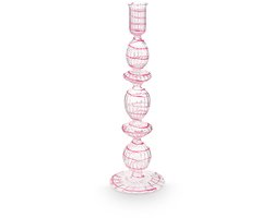 Pip Studio - Kandelaar - Woonaccessoires - Roze kaarsenhouder - Glas Swirl - 28cm