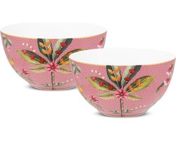 Pip Studio La Majorelle Ontbijtkommen - Roze - Porselein - Set van 2 - 15cm