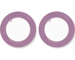 Pip Studio Lily en Lotus ontbijtbord Lila set van 2 - Diameter: 21cm Porselein - Vaatwasserbestendig