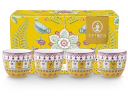 Pip Studio - Lily & Lotus Geel Eierdop set 4 - Porselein - Vaatwasserbestendig