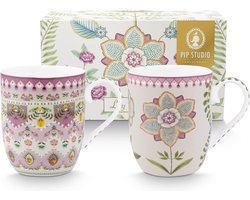 Pip studio Lily & Lotus mok set/2 145ml - kleine bekers van 145 ml - lila - porselein - vaatwasserbestendig