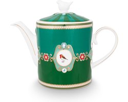 Pip Studio Love Birds green emerald - Theepot - 1.3 ltr - groen - porselein