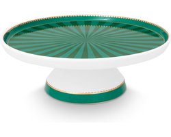 Pip Studio Love Birds Groen - taartplateau mini - Emerald green - ⌀24cm - groen taartplateau - porselein
