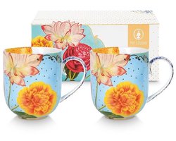 Pip studio-mok groot-Royal Flowers-Set van 2-325ml-Porselein