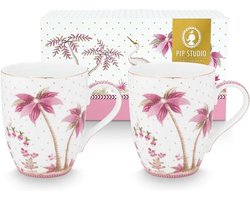 Pip Studio-mokken -set van 2-kadoverpakking-350 ml - porselein - roze- Jolie Dots Gold Pink