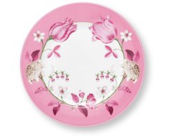 Pip Studio - Ontbijtbord Jolie Pink Tulip - Roze Tulpen - Porselein - Diameter: 23cm