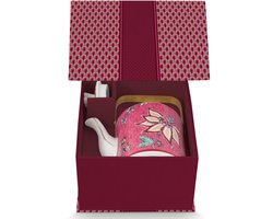 Pip Studio oriental flower festival dark pink theepot 1L
