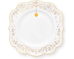 Pip Studio Royal winter white - dinerbord ⌀28 cm - porselein - wit dinerbord - goud accenten - kerstservies