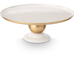 Pip Studio Serveerschaal Rond - Fruitschaal - Wit/ Goud - 32x12.5cm