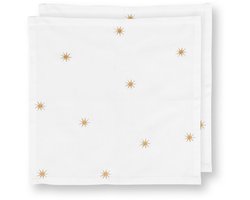 Pip Studio Servetten Set 2 – Wit met Gouden Sterren – 40x40cm Katoen