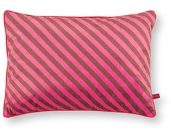 Pip Studio Sierkussen Block Stripes - Kussen voor de Woonkamer - Roze - 35x50cm