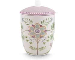 Pip Studio Storage lila Jar Lily & Lotus Off White 1.5ltr - voorraadpot - porselein - lila