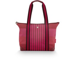 Pip Studio - Tilda Tote Bag met rits - Schoudertas - Roze - Gestreept - 47x17x37cm