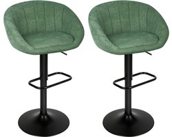 PIPIPOXER-Barkrukken set van 2, fluweel linnen keukenstoel, draaibare barkruk voor keuken/thuisbar,Groen