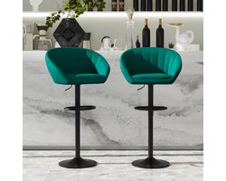 PIPIPOXER-Barkrukken set van 2, linnen stoffen keukenstoel, draaibare barkruk voor keuken/thuisbar,Groen